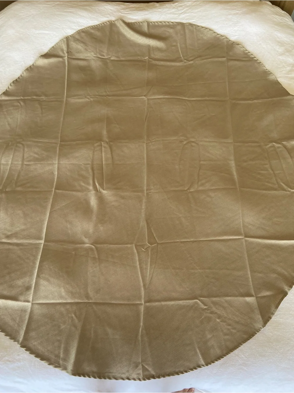 70” round table cloth neutral tan  Like new